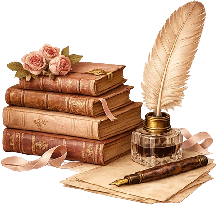 Books and fountain pen